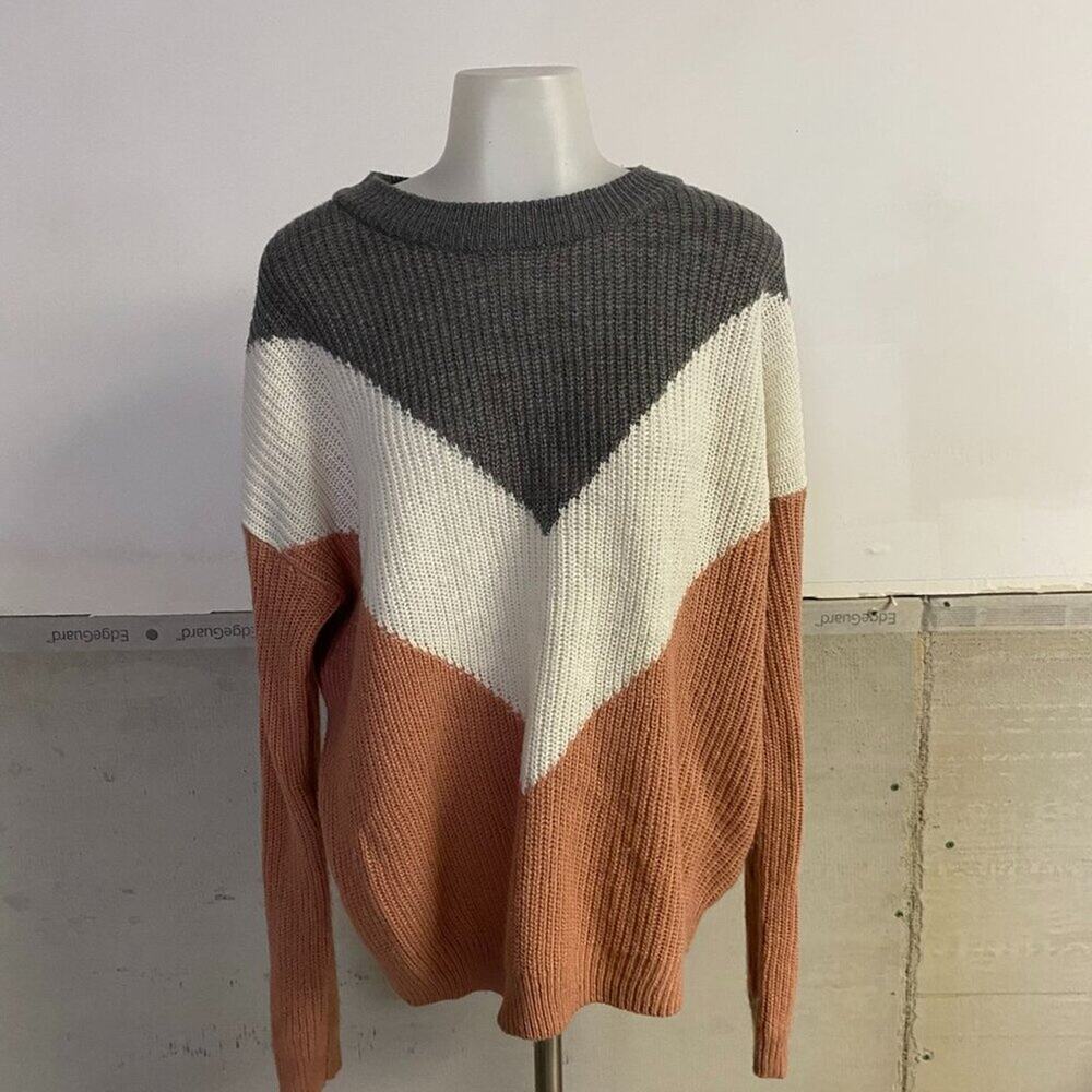 Ambiance Apparel Colorblock Chunky Knit SweaterSize 2X